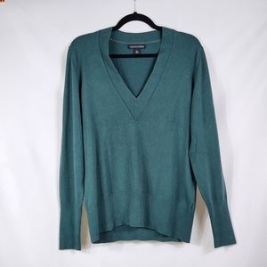 Banana Republic Silk Cotton Cashmere Sweater Green V-Neck Womens XL
